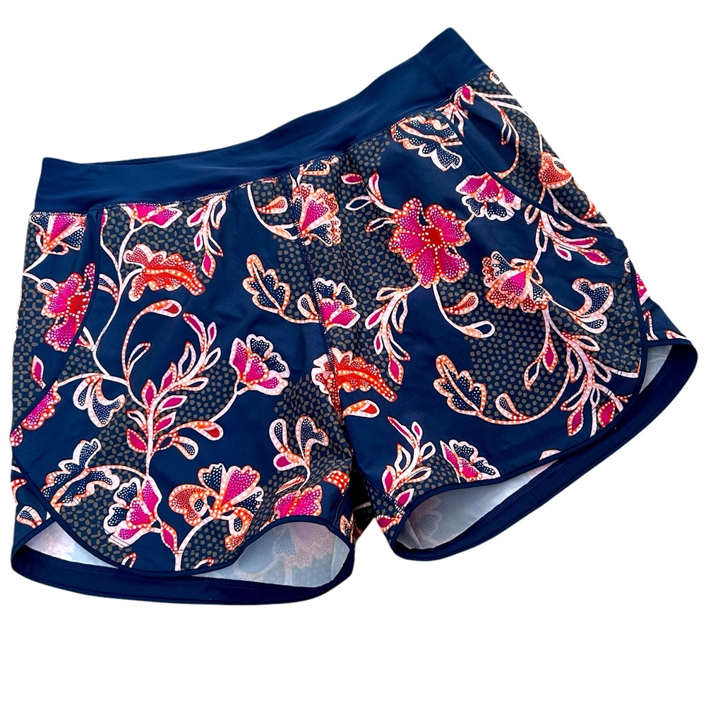 Lands' End Women's Swim Shorts - Navy and Pink Floral